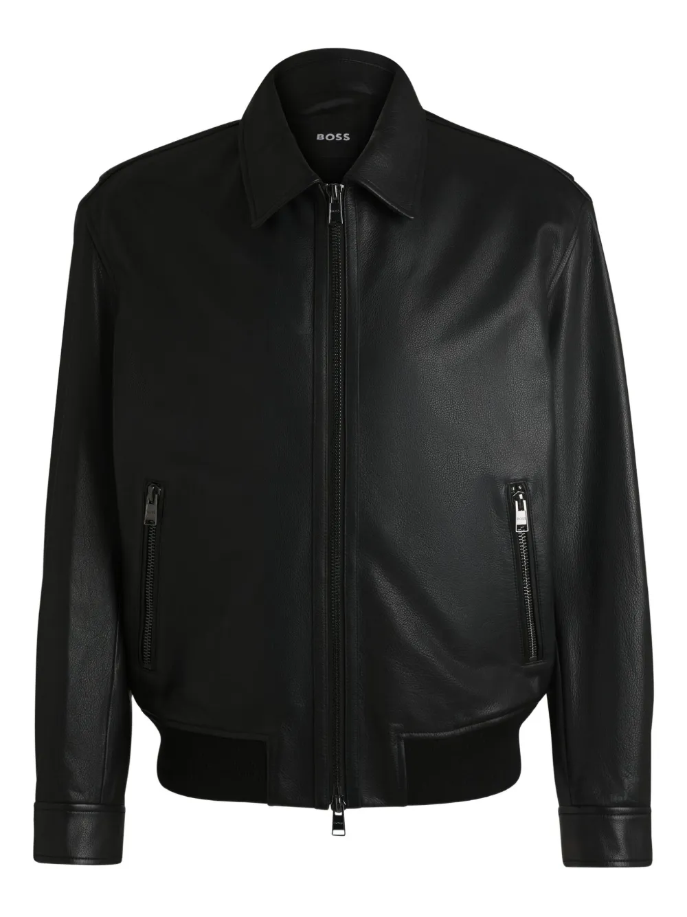 BOSS leather bomber jacket | Black | Image 1
