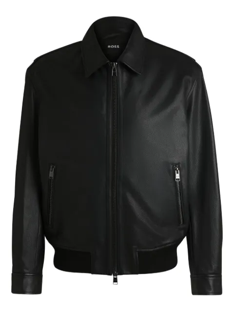 BOSS leather bomber jacket