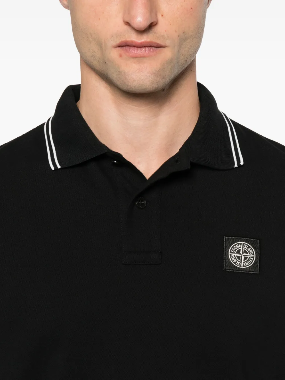 Stone Island Compass-patch polo shirt Zwart