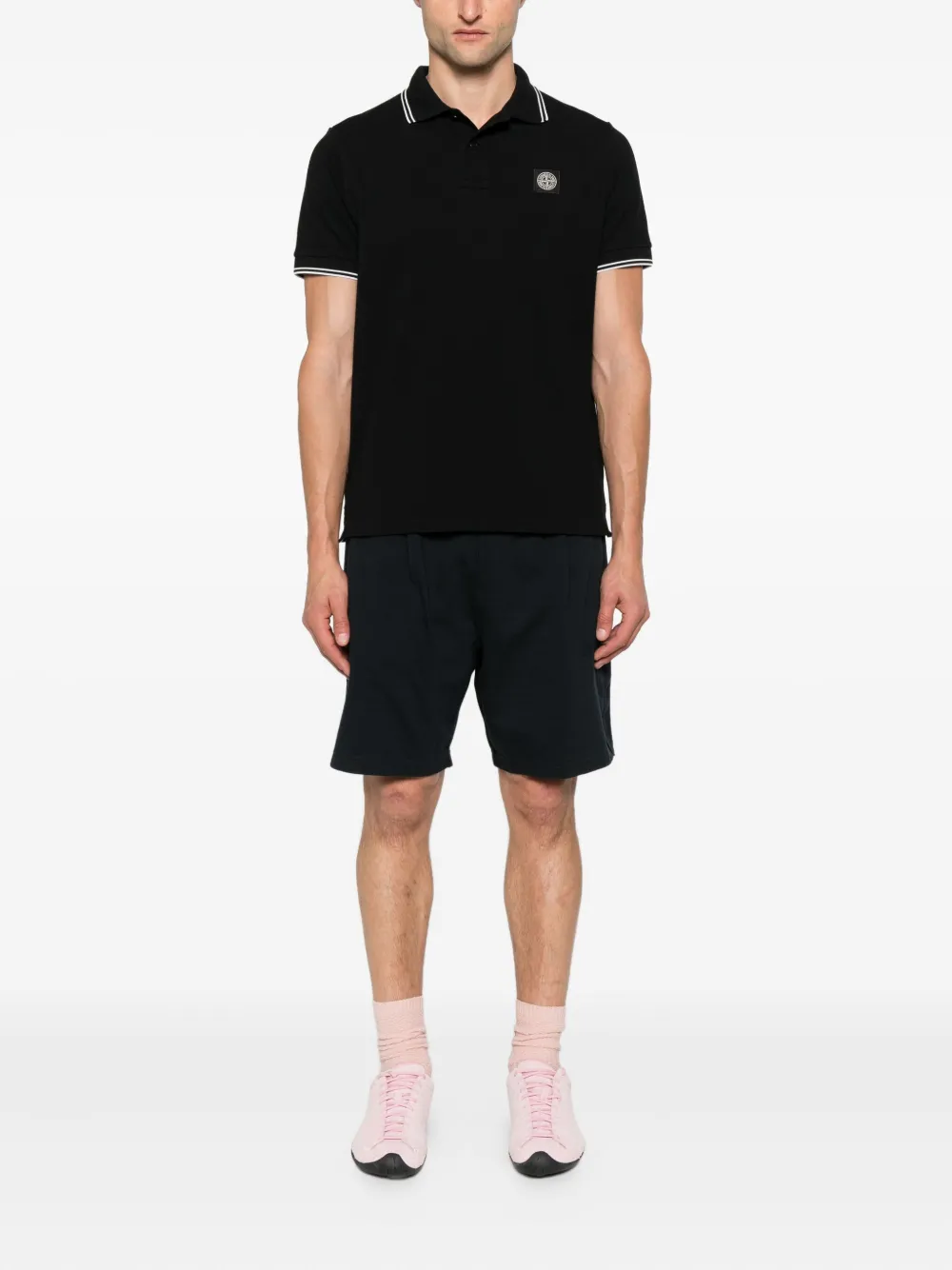 Stone Island Compass-patch polo shirt Zwart