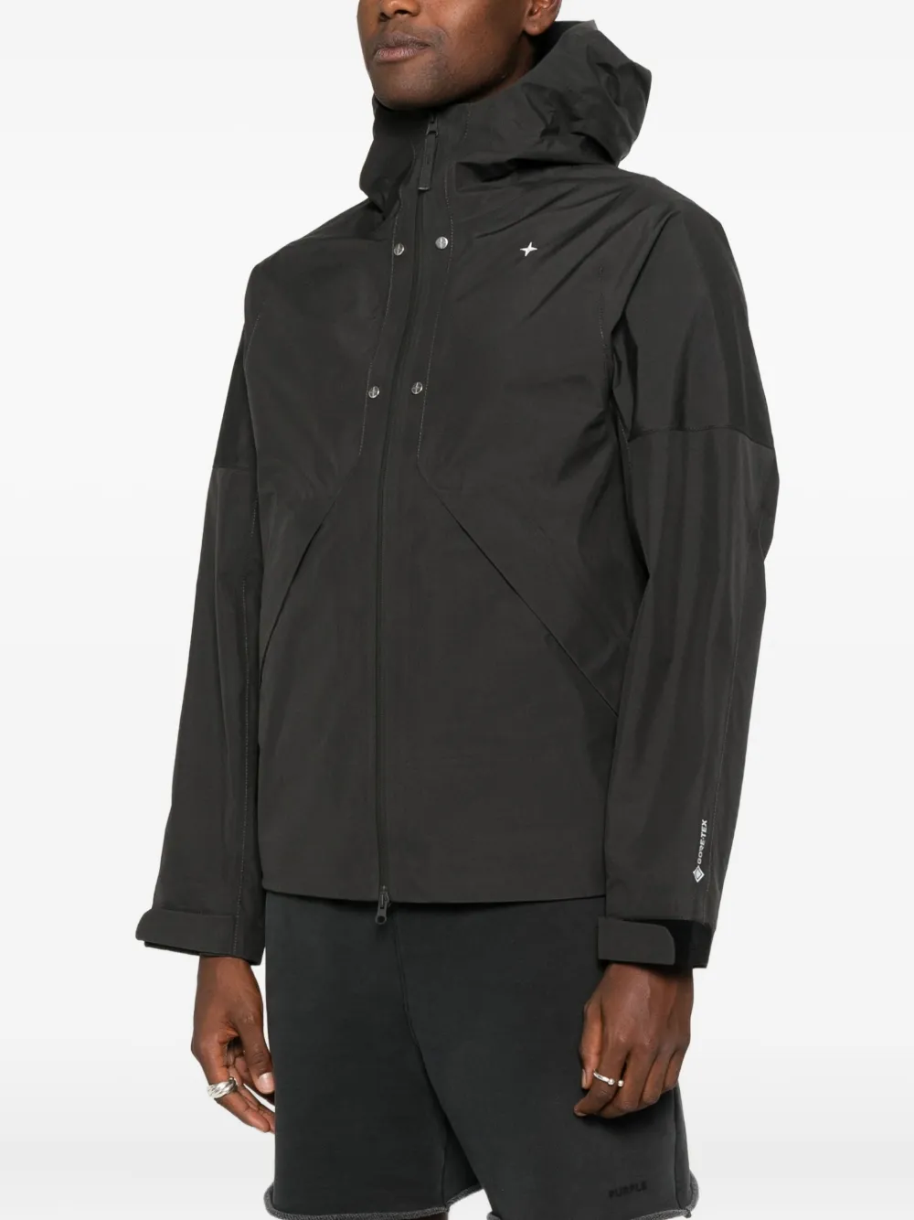 Stone Island Water-resistant Hooded Short Coat In Gray