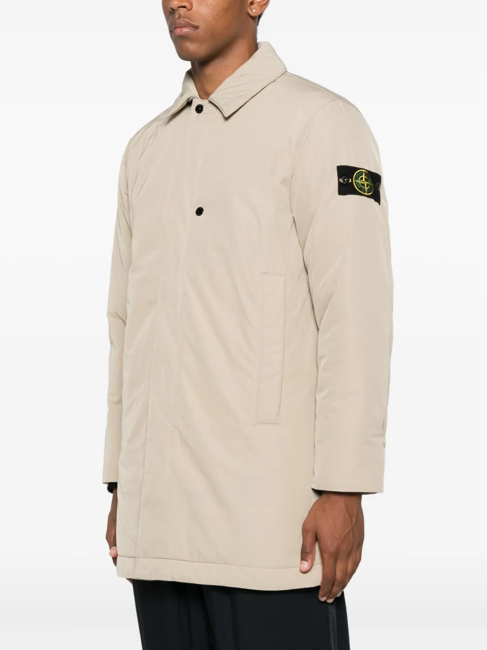Stone Island patch-pocket coat Beige