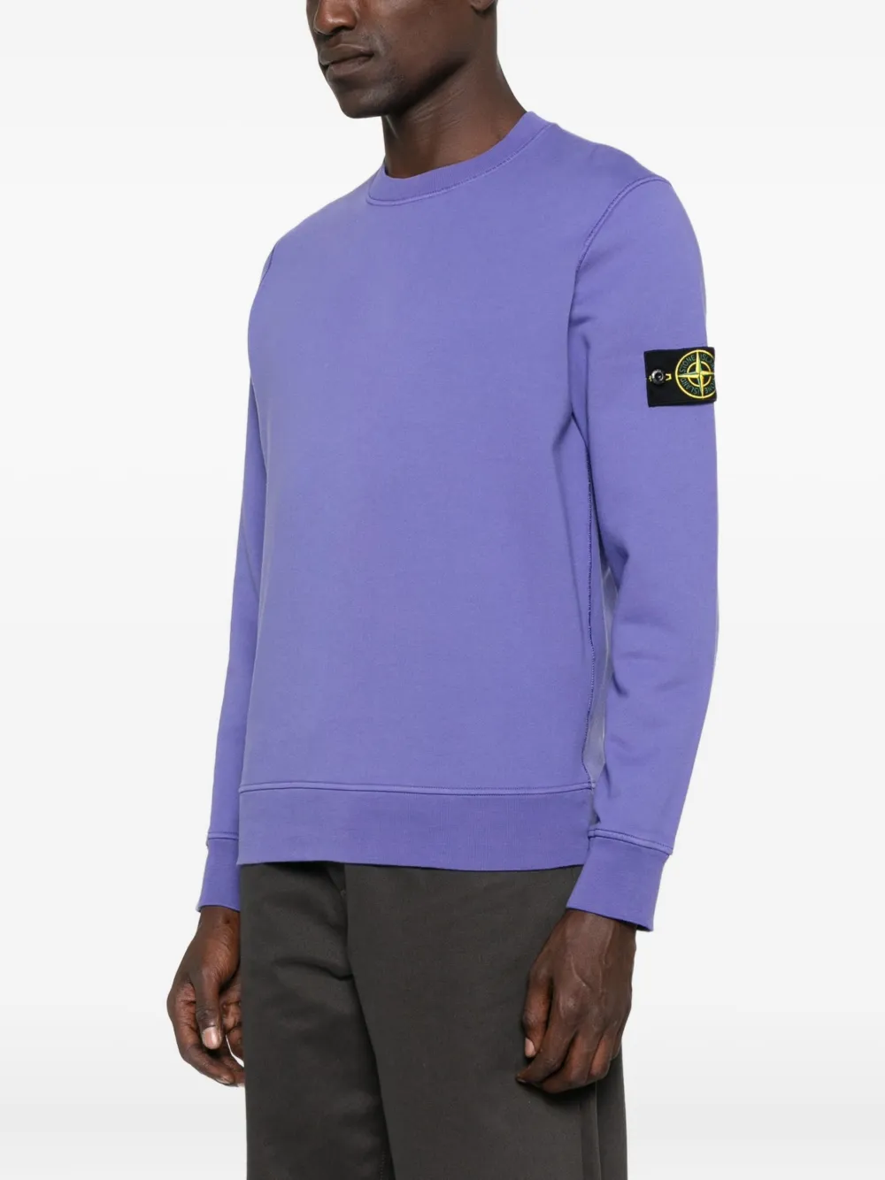 Stone Island Katoenen sweater met badge Paars