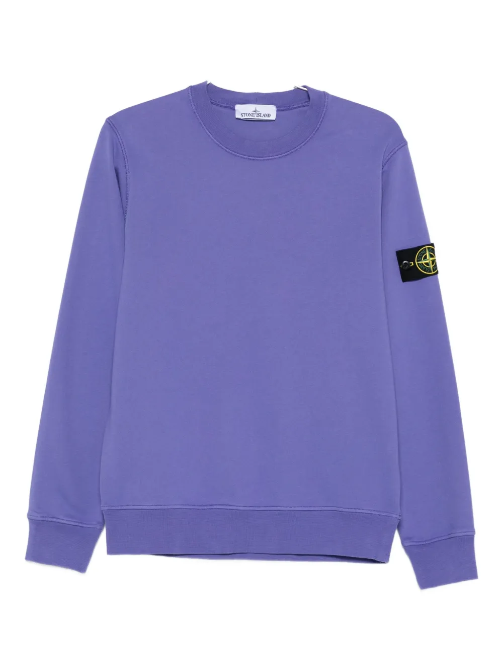 Stone Island Mens Lavender Logo-badge Crewneck Cotton-knit Jumper In Purple