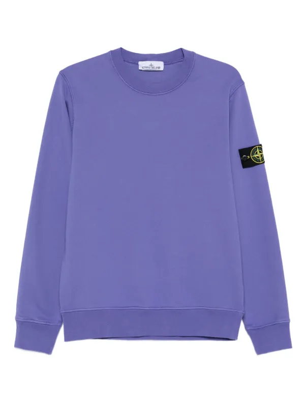 Stone Island Badge Cotton Sweatshirt Purple FARFETCH KW