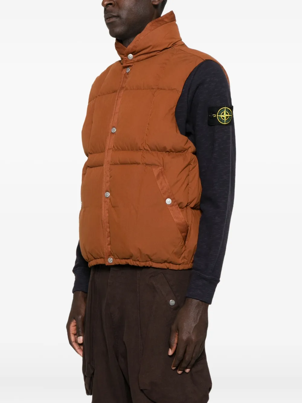 Stone Island Marina Quilted Padded Cotton-blend Down Gilet In Brown