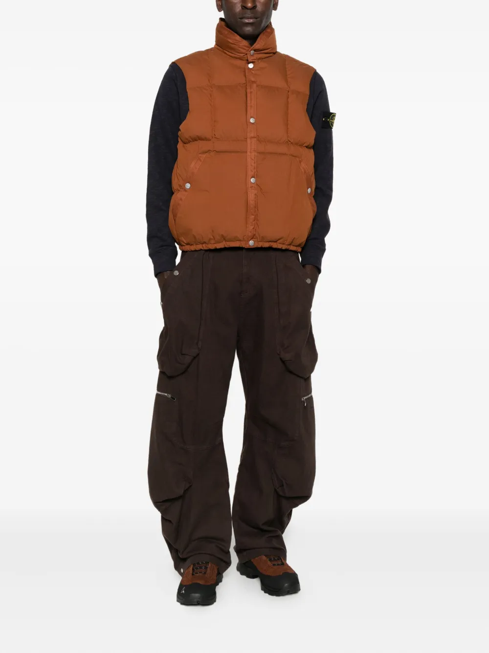 Stone Island Marina Quilted Padded Cotton-blend Down Gilet In Brown