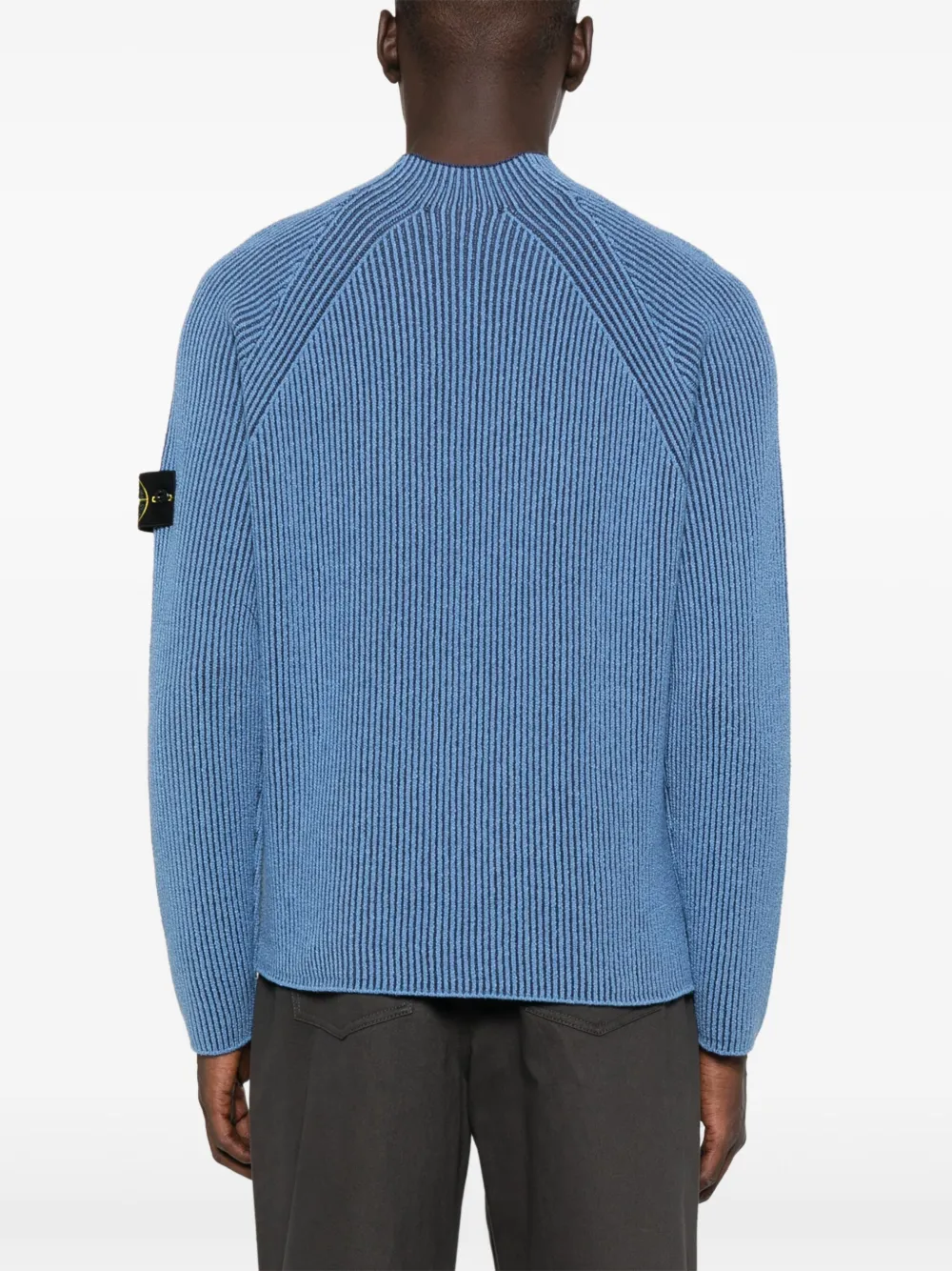 Stone Island Geribbelde sweater met ronde hals Blauw