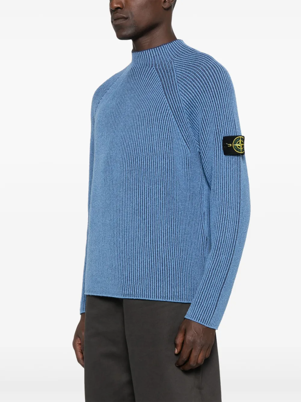Stone Island Geribbelde sweater met ronde hals Blauw