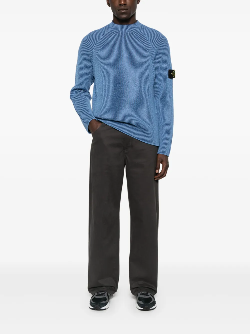 Stone Island Geribbelde sweater met ronde hals - Blauw