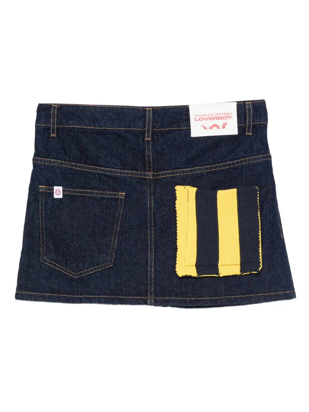 Charles Jeffrey Loverboy Knit-pocket Denim Mini Skirt In Blue