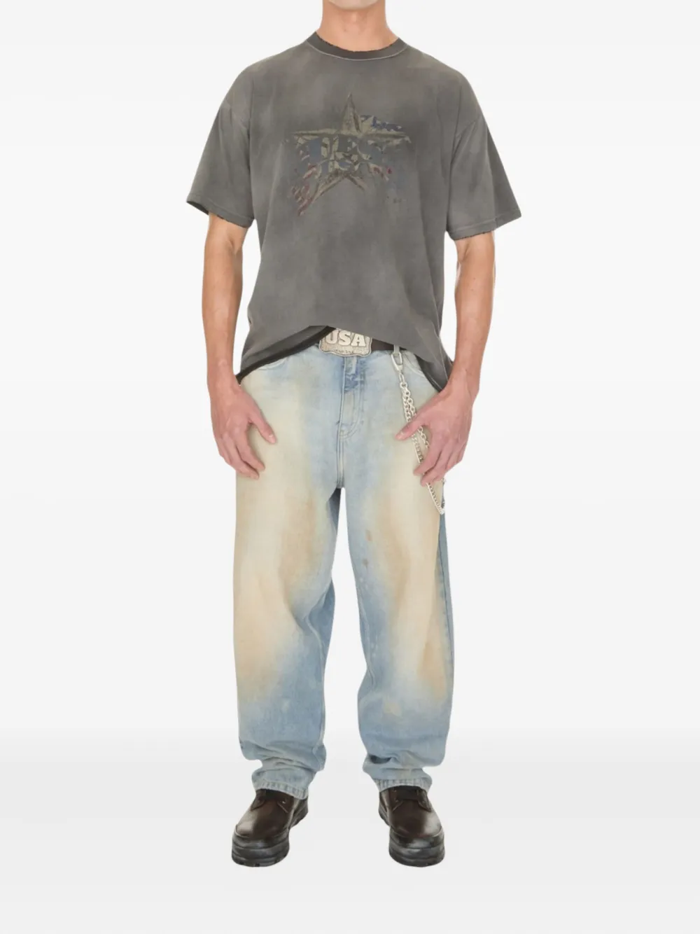 GUESS USA T-shirt met logoprint - Grijs