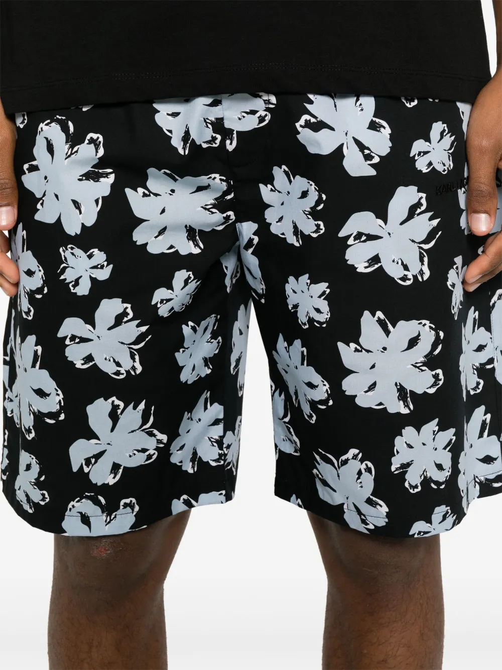 Karl Lagerfeld Shorts met bloemenprint Zwart