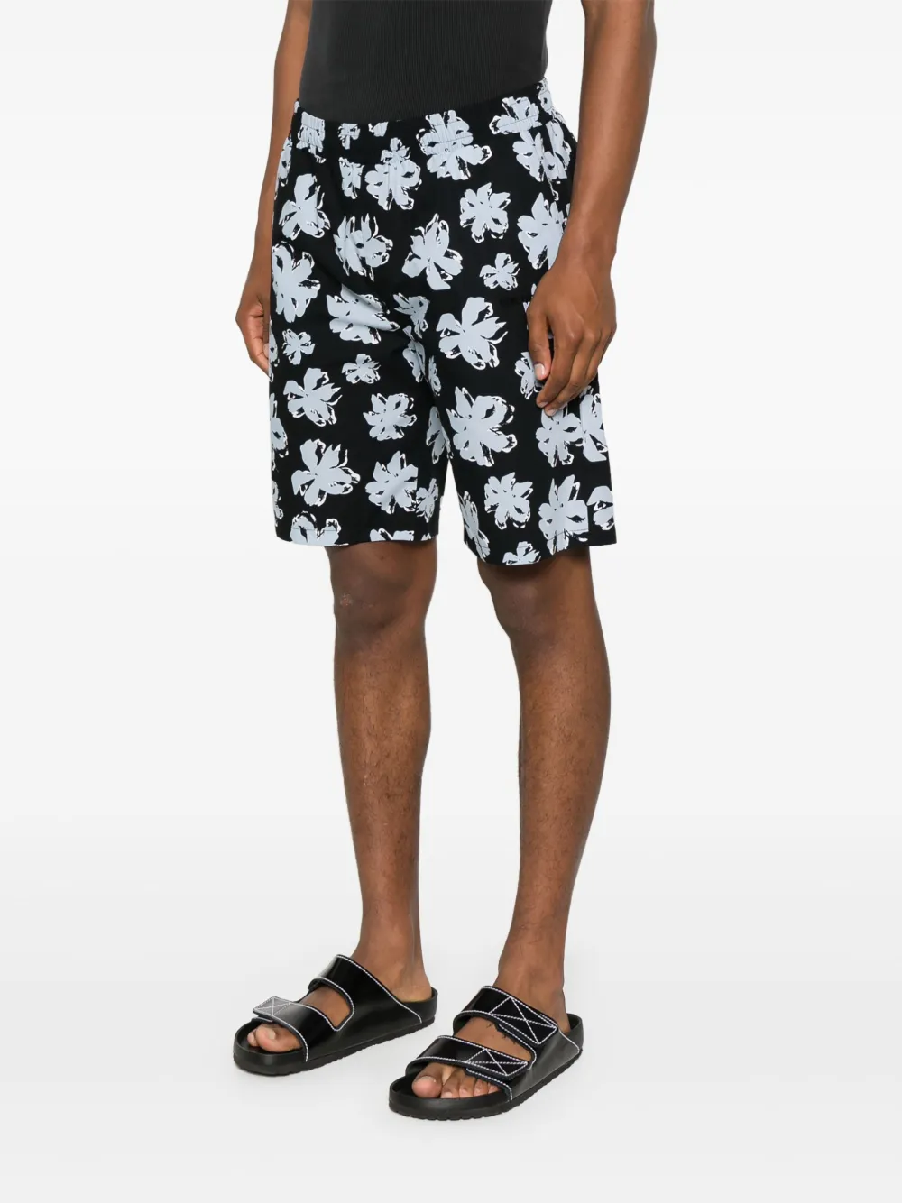 Karl Lagerfeld Shorts met bloemenprint Zwart