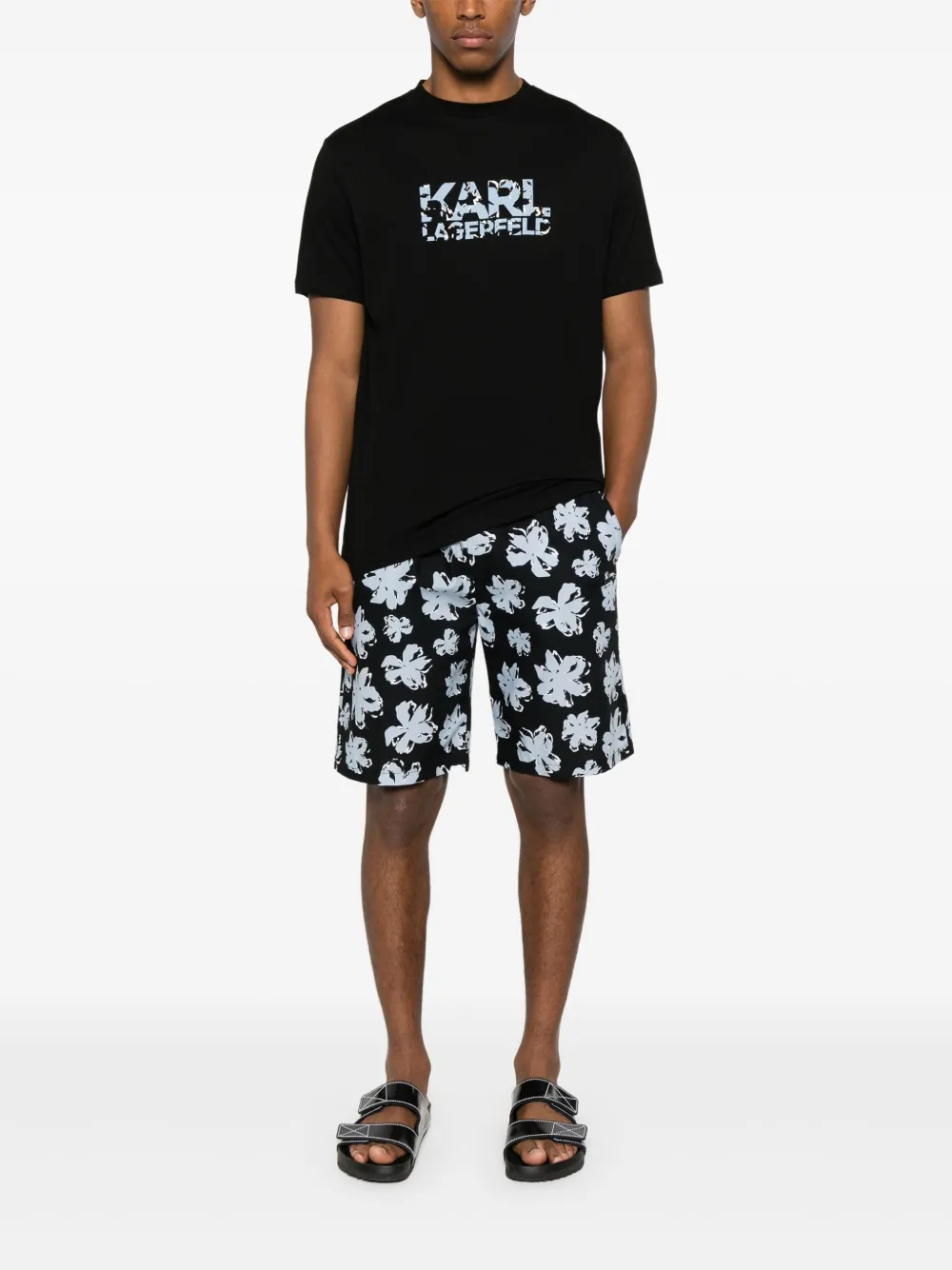 Karl Lagerfeld flower-print shorts - Zwart