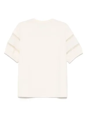 Tシャツ・カットソー MONCLER Women Tunic Tops 8C00020 89A4U 050 WHITE Moncler Girocollo Long Sleeve T-Shirt in White | FWRD