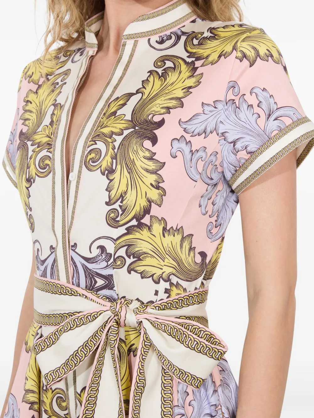 【Alice+Olivia】LUCY タイベルト付き ミニ丈 シャツドレス Lucy Mini Shirt Dress In Off White | Alice + Olivia