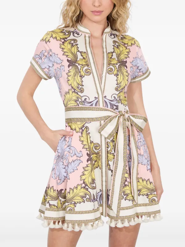 【Alice+Olivia】LUCY ベルト付 刺繍レース ミニ丈 シャツドレス Alice and Olivia Lucy Mini Shirt Dress | Bloomingdale's