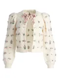 alice + olivia Kitty floral cardigan - White