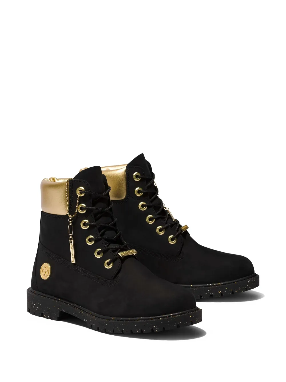 Timberland 6 Inch Premium "Black Nubuck/Gold" boots | Ankle Boots | Image 2