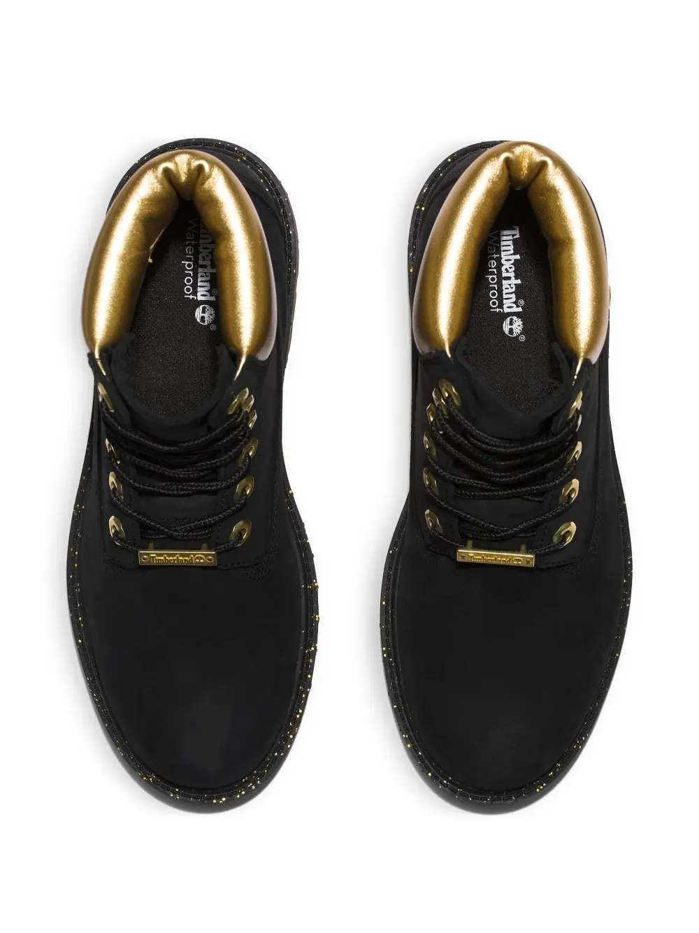 Timberland 6 Inch Premium "black Nubuck/gold" Boots