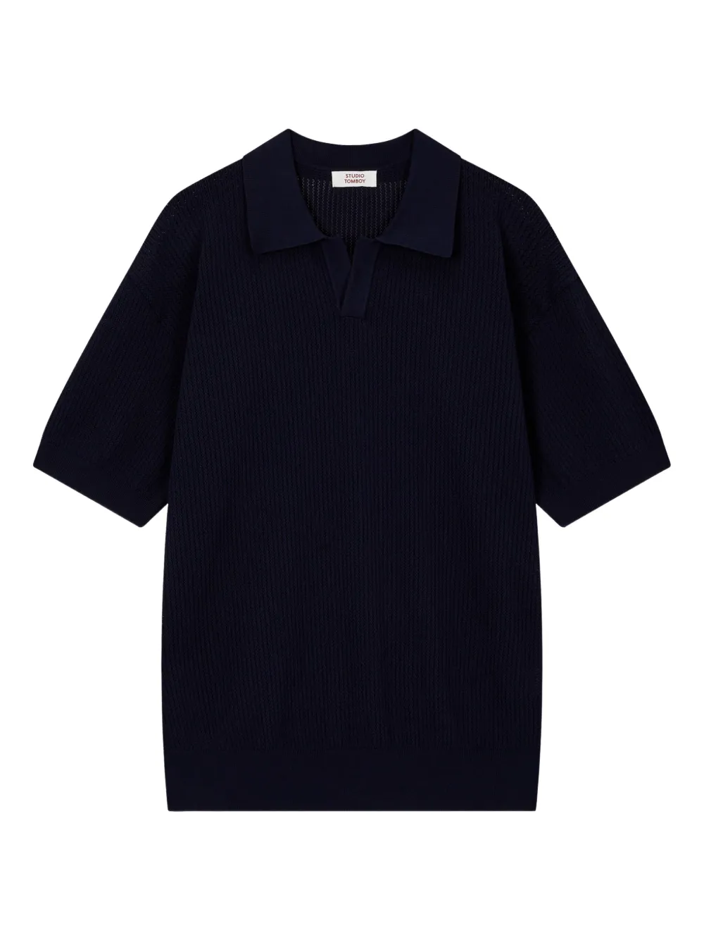 STUDIO TOMBOY playera tipo polo tejida de canalé | azul | Image 1