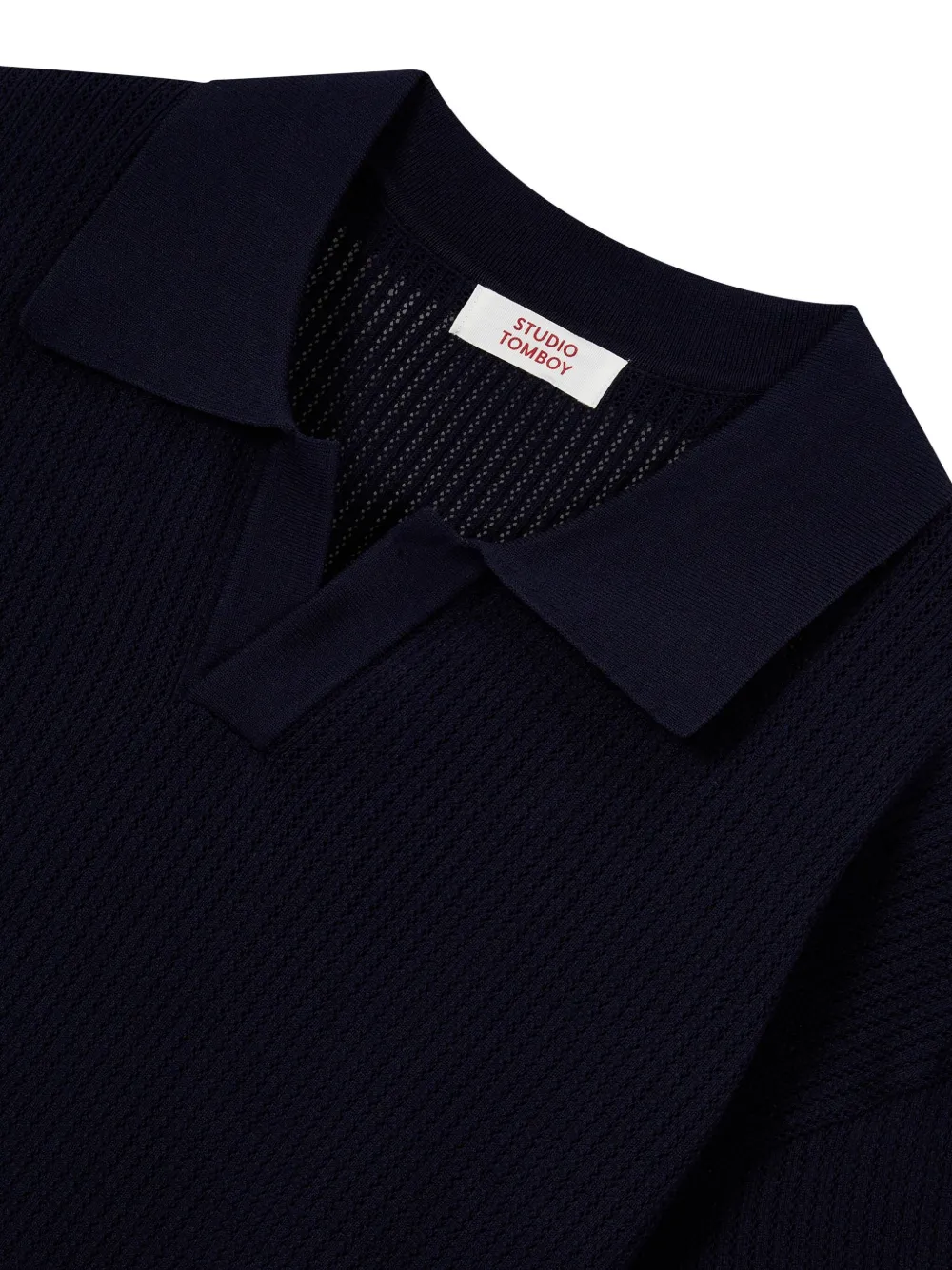 STUDIO TOMBOY geribbelde polo top Blauw