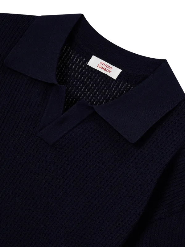 TOMBOY Ribbed Polo Top | Blue | FARFETCH