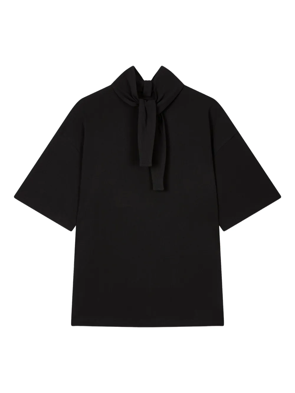 tie-neck short-sleeve top
