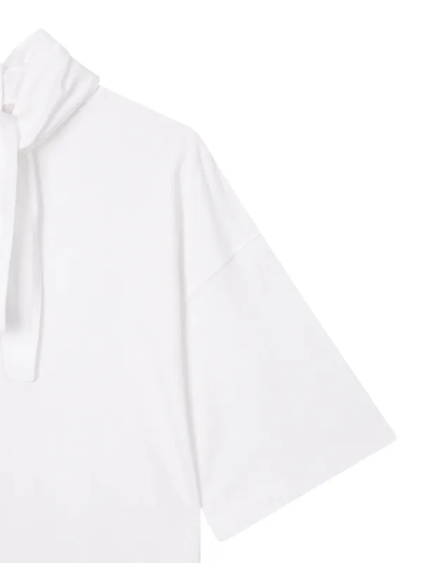 TOMBOY Pussy bow-collar short-sleeve Top | White | FARFETCH