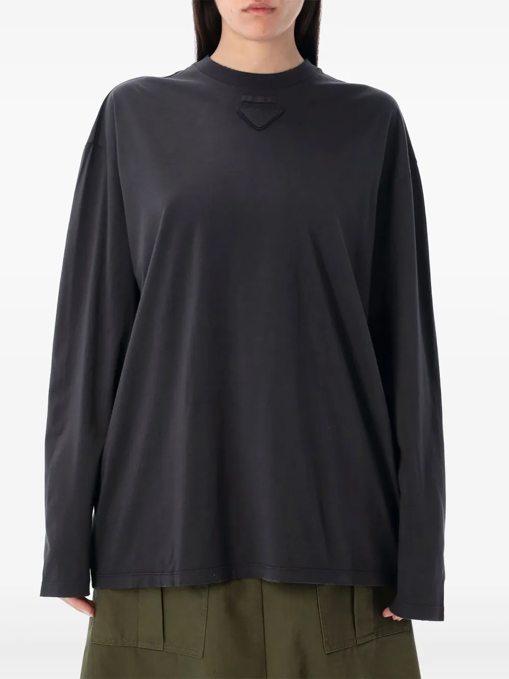 Prada Top met ronde hals en lange mouwen Zwart