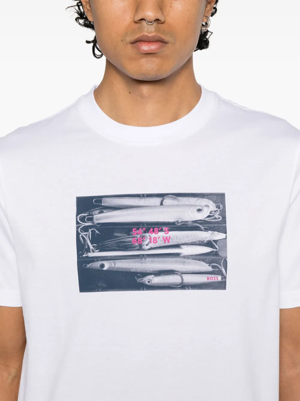 BOSS Katoenen T-shirt met print Wit