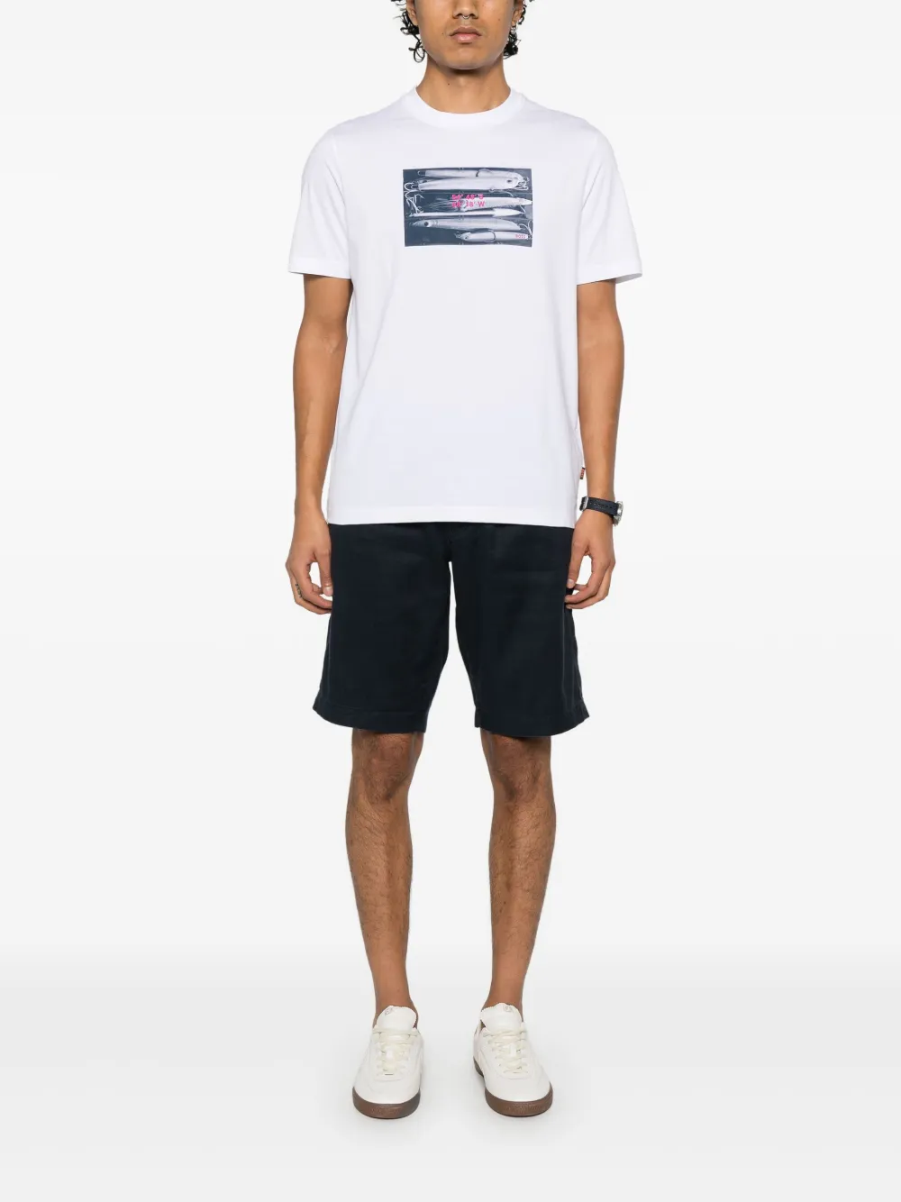 BOSS Katoenen T-shirt met print - Wit