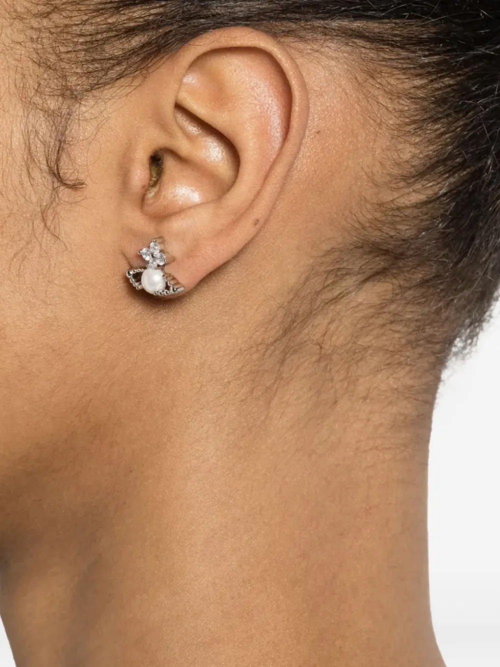Vivienne Westwood Pavé oorbellen met parel - Wit