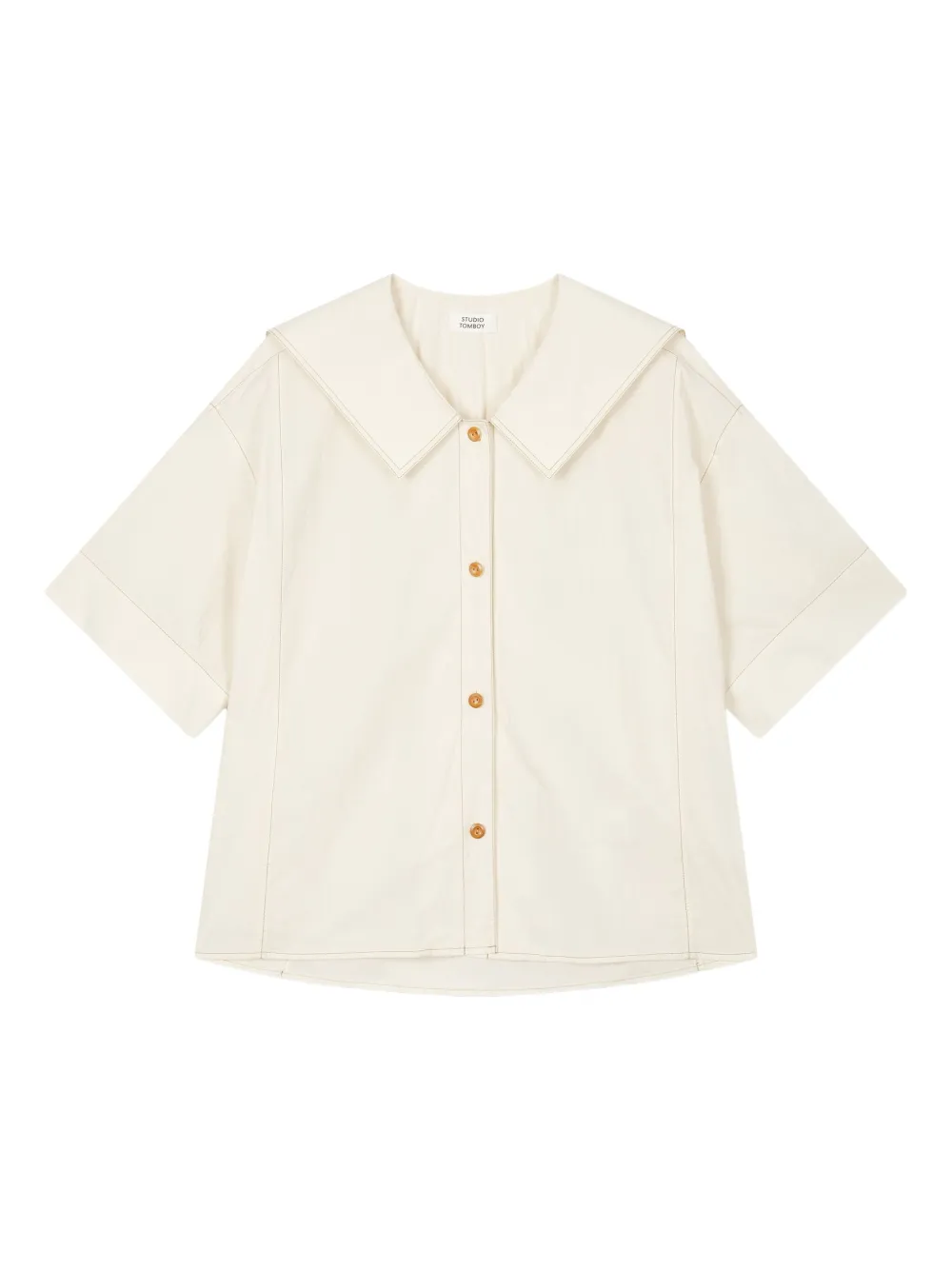 STUDIO TOMBOY Button-up blouse met kraag Beige