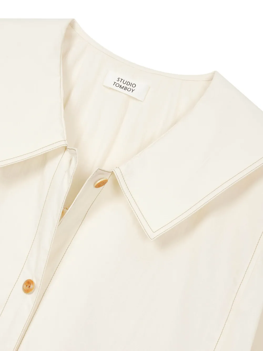 STUDIO TOMBOY Button-up blouse met kraag Beige