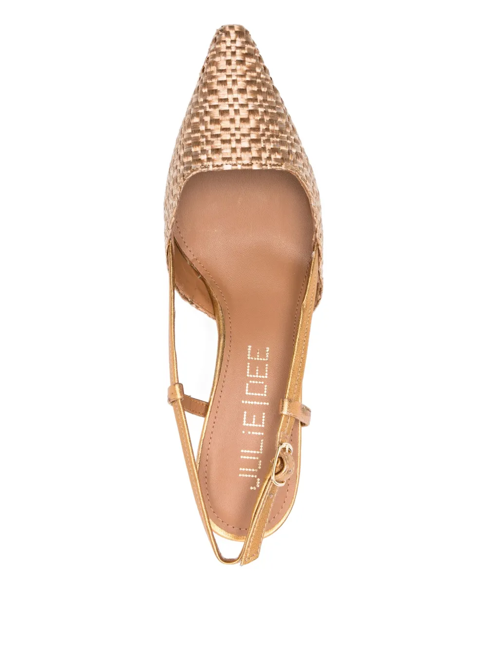 Julie Dee 65 mm geweven slingback pumps Bruin