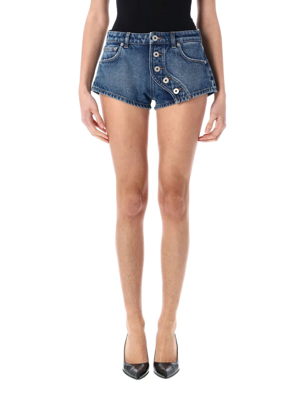 Jean Paul Gaultier Denim Short With Buttons Details In Blue