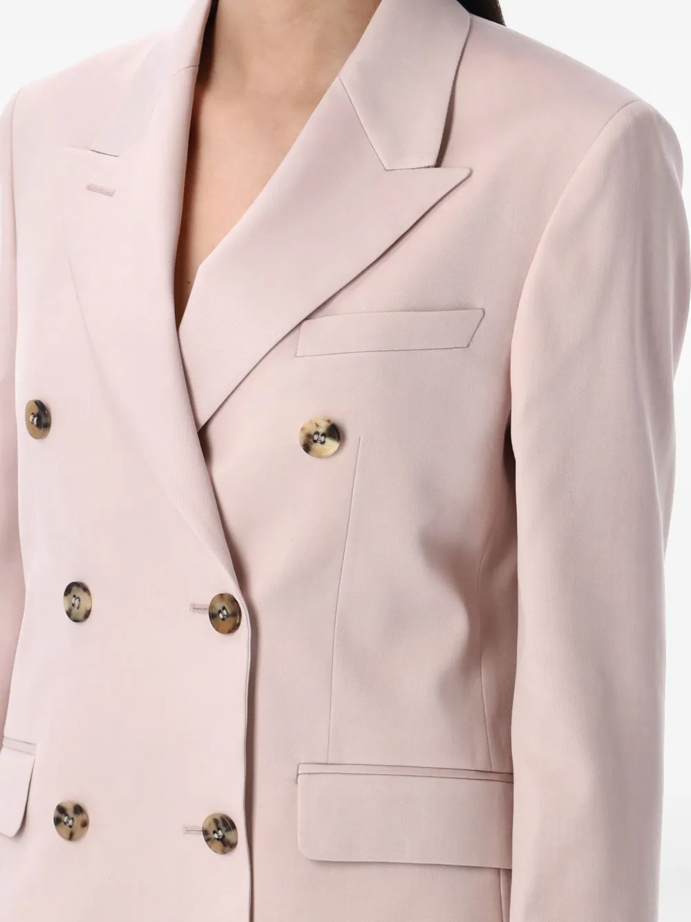 Golden Goose Pink Double-breasted Jacket With Peak Revers And Logo Plaque Detail In On The Rear In Wool Woman In Pink