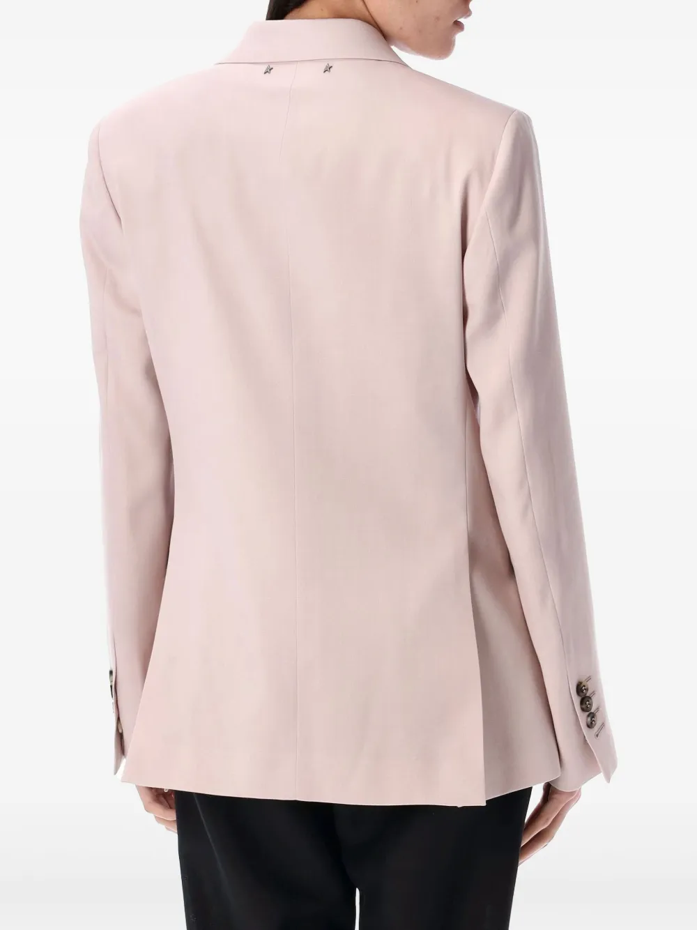 Golden Goose Pink Double-breasted Jacket With Peak Revers And Logo Plaque Detail In On The Rear In Wool Woman In Pink
