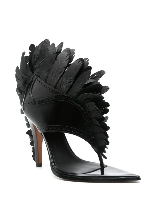 Alexander McQueen 110mm Feathered Sandals | Black | FARFETCH