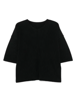 Homme Plissé Issey Miyake Pleated T-shirt | ブラック | FARFETCH JP