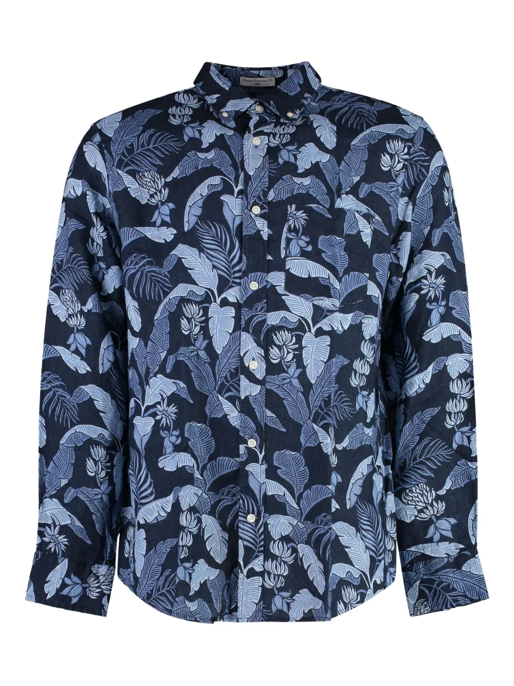 Gant chemise en lin à fleurs | bleu | Image 1