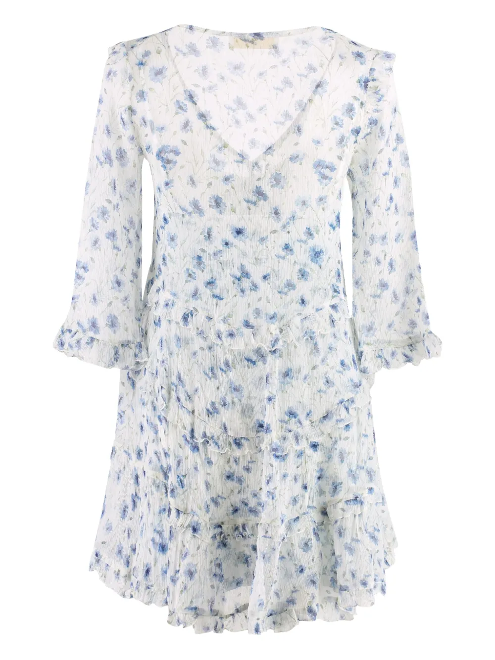 ZAMATTIO floral-print ruffled dress - Wit