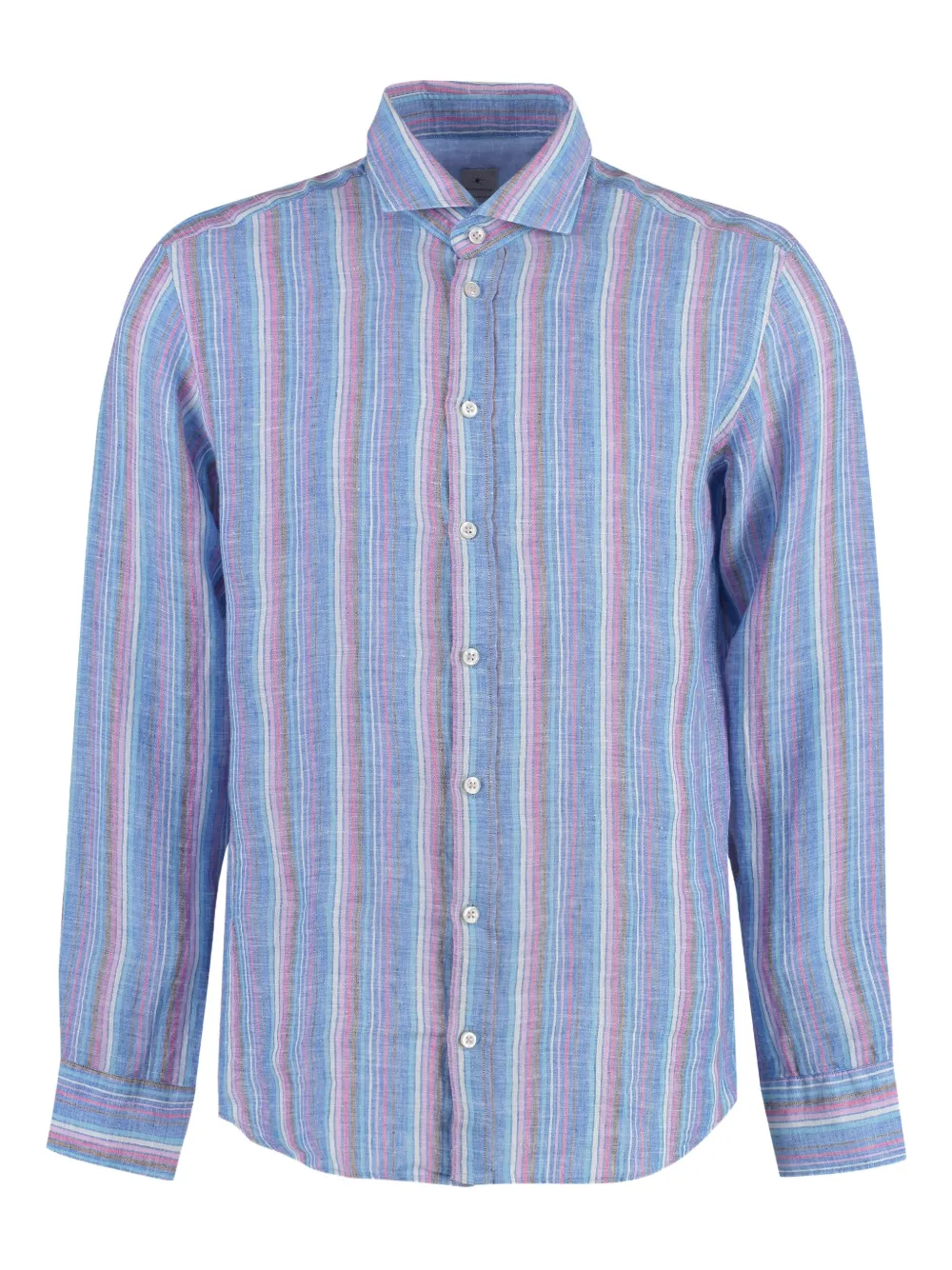 striped button-up shirt