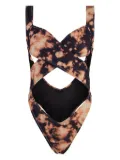 Reina Olga cut-out tie-dye swimsuit - Brown