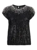 Elisabetta Franchi beaded cap-sleeve T-shirt - Black