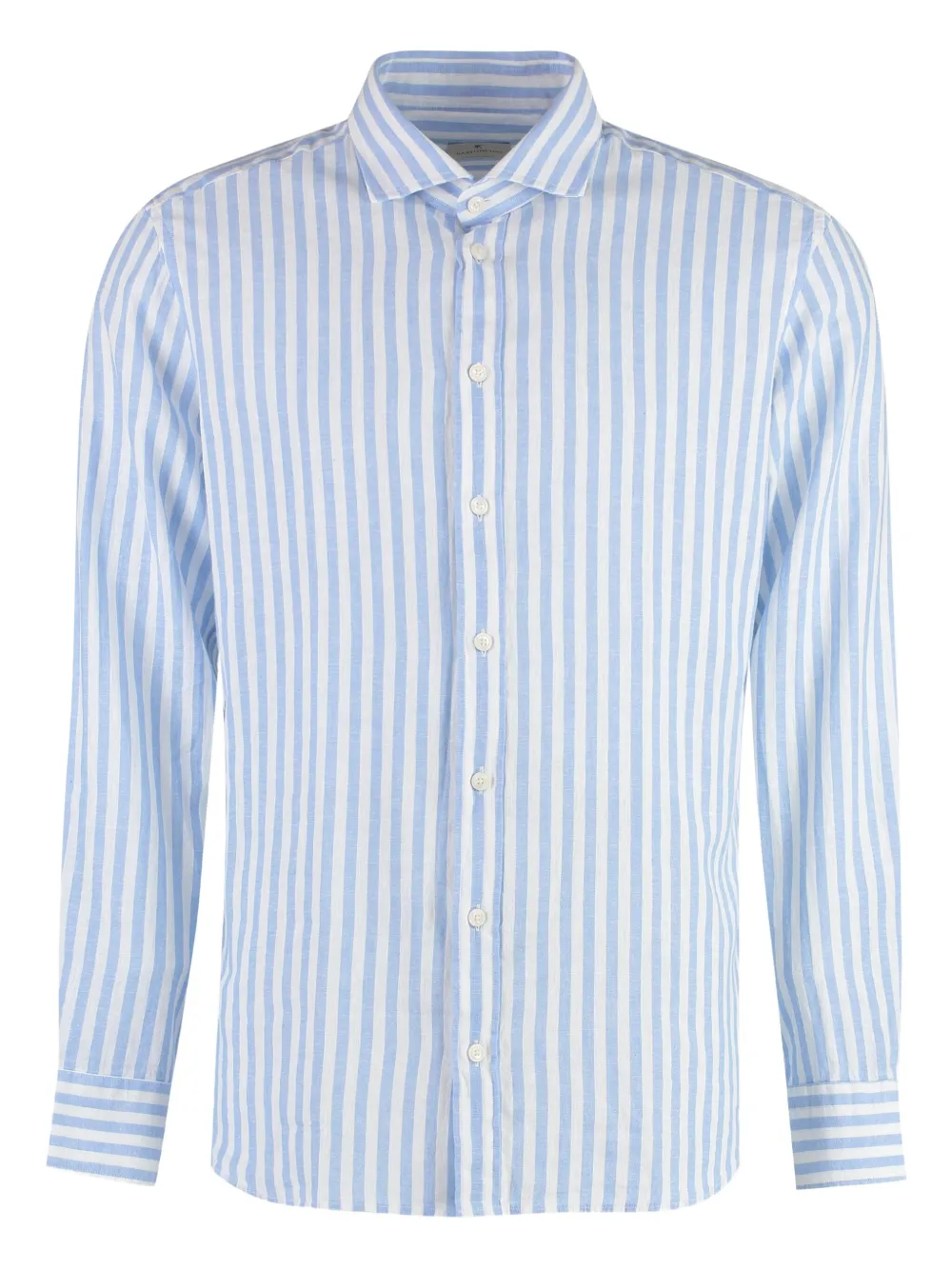 striped button-up shirt