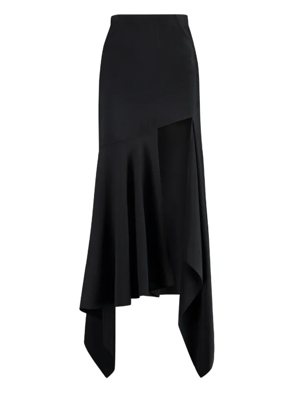 Mugler Asymmetric-hem Crepe Skirt in Black