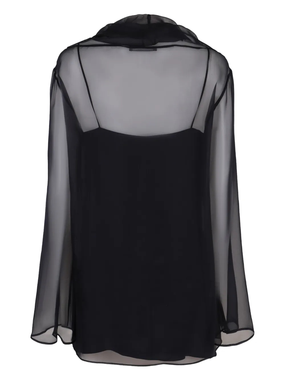 Alberta Ferretti cowl-neck sheer blouse - Zwart